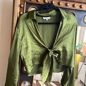 Ro & De Metallic Olive Blouse